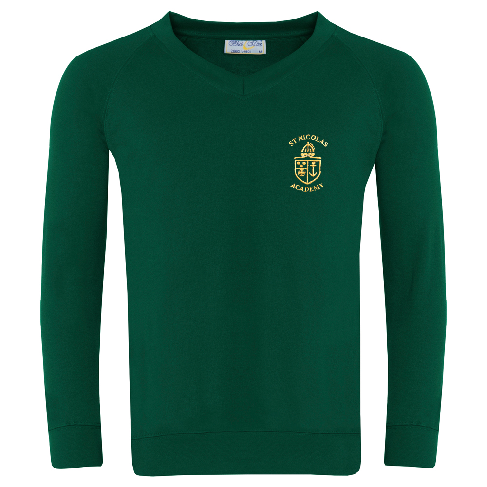 St Nicolas V Neck Sweater, St Nicolas C of E Academy