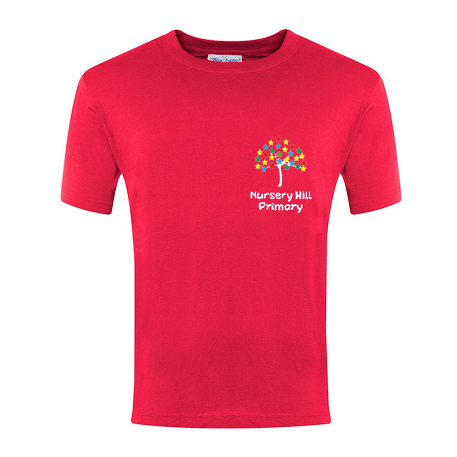 Nursery Hill Red PE tee, Nursery Hill Primary School