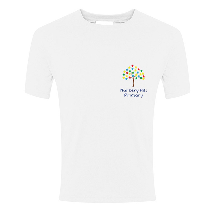 Nursery Hill White PE Tee, Nursery Hill Primary School