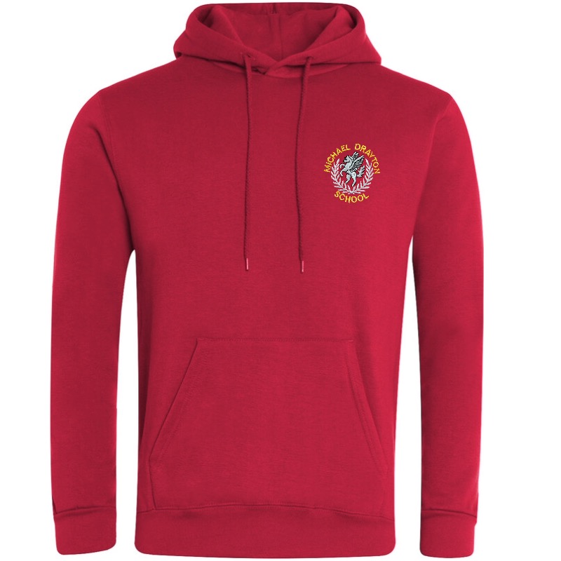 Michael Drayton Red PE Hoody, Michael Drayton Junior School